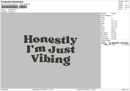 Honestly Embroidery File 4 size