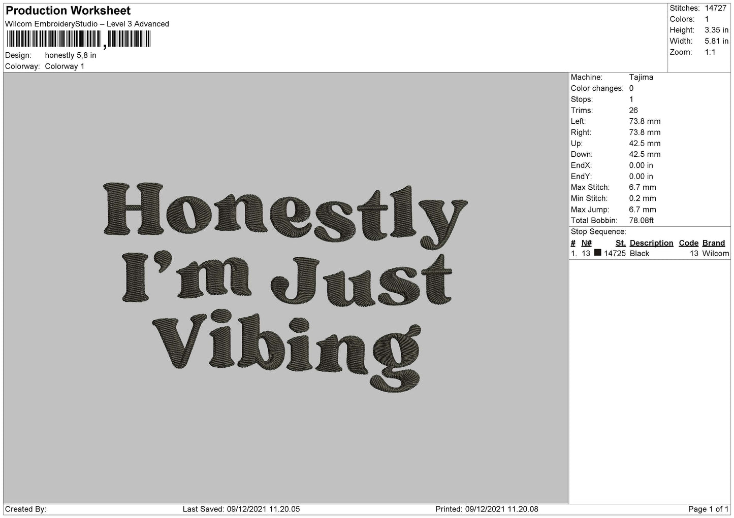 Honestly Embroidery File 4 size