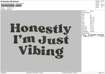 Honestly Embroidery File 4 size