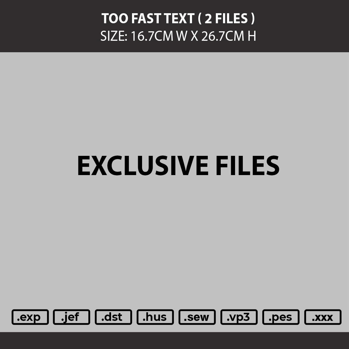 Toofast Text Embroidery Machine Design 2 Files