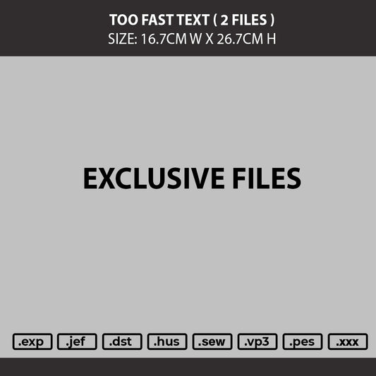 Toofast Text Embroidery Machine Design 2 Files