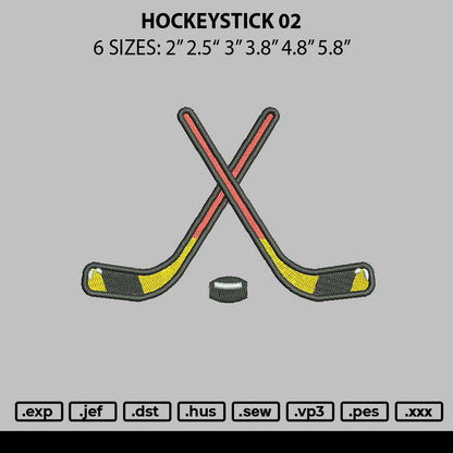 Hockeystick 02 Embroidery File 6 sizes