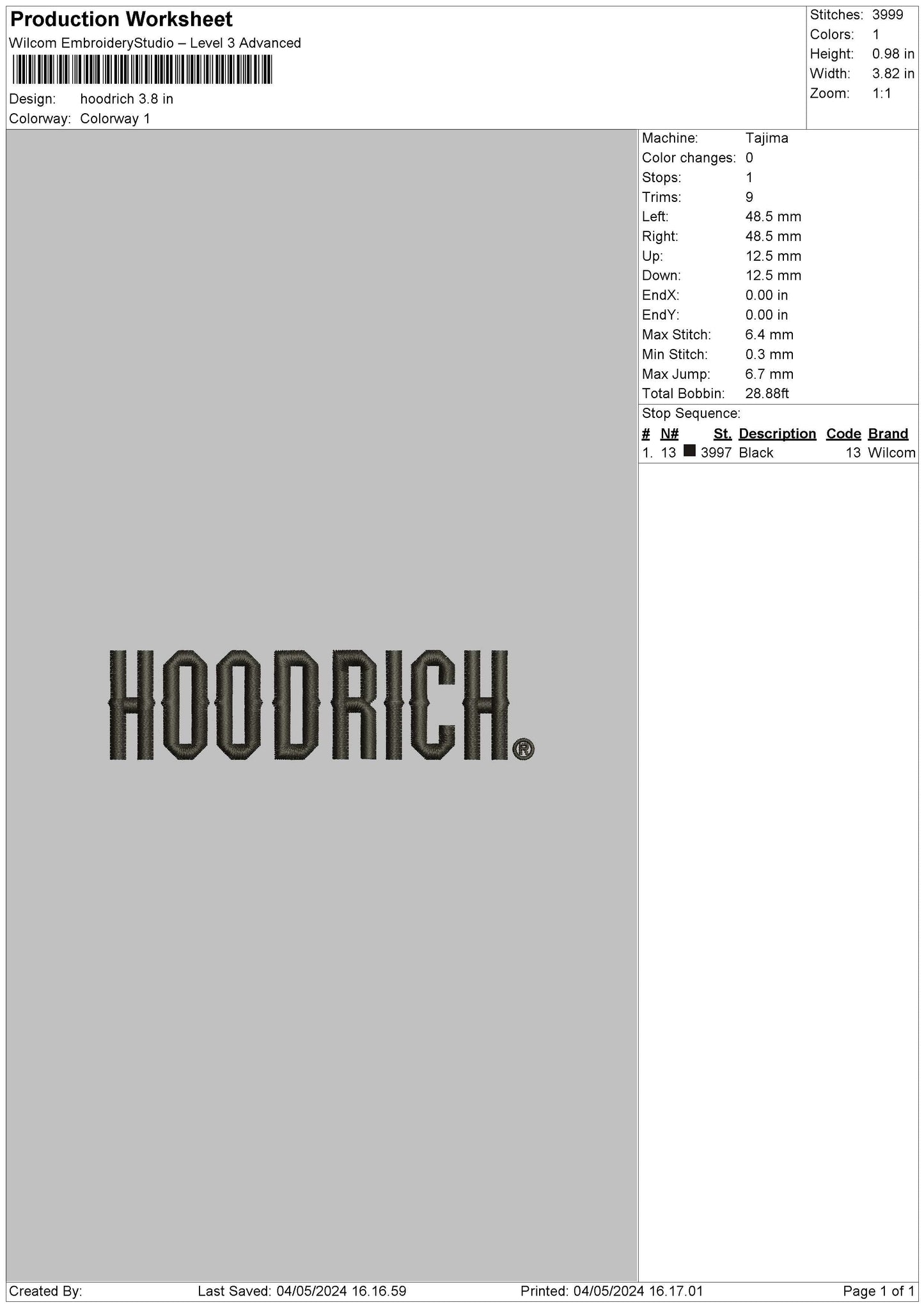 Hoodrichtext Embroidery File 6 sizes
