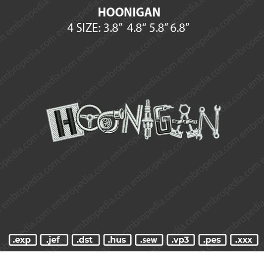 Hoonigan Embroidery File 4 sizes