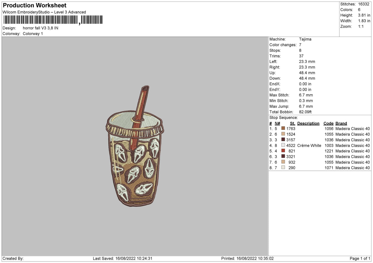 Horror Fall V3 Embroidery File 5 sizes