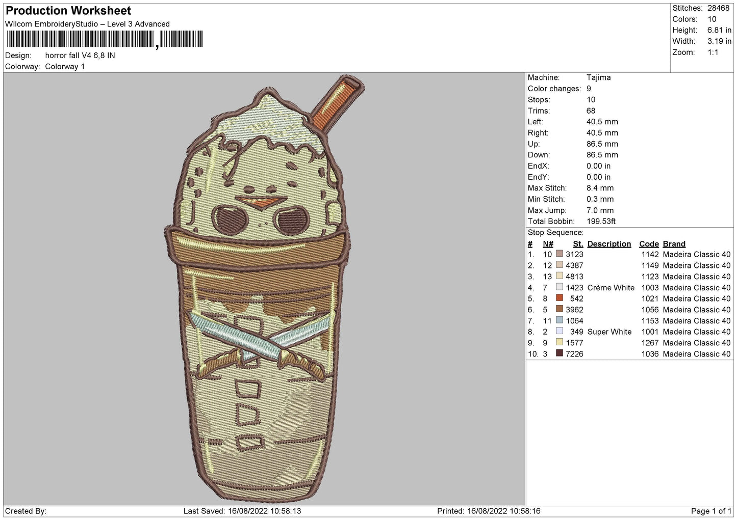 Horror Fall V4 Embroidery File 5 sizes