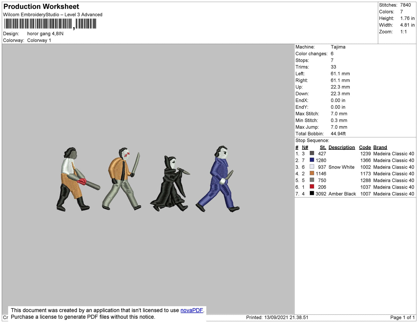 Horror Gang Embroidery File 4 size