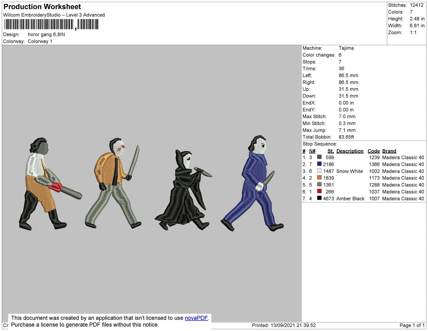 Horror Gang Embroidery File 4 size
