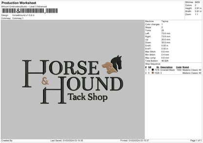 Hound Text V1 Embroidery File 6 sizes