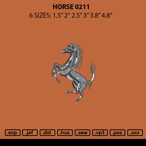 Horse 0211 Embroidery File 6 sizes