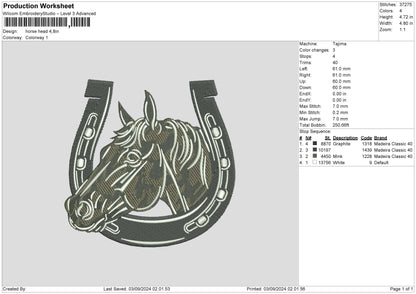 Horse Head Embroidery File 6 sizes
