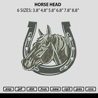 Horse Head Embroidery File 6 sizes