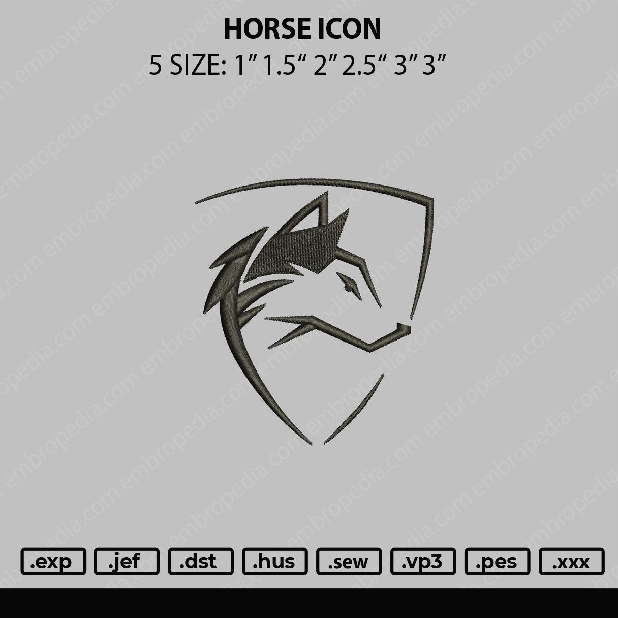 Horse Icon Embroidery File 5 size