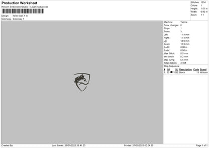 Horse Icon Embroidery File 5 size