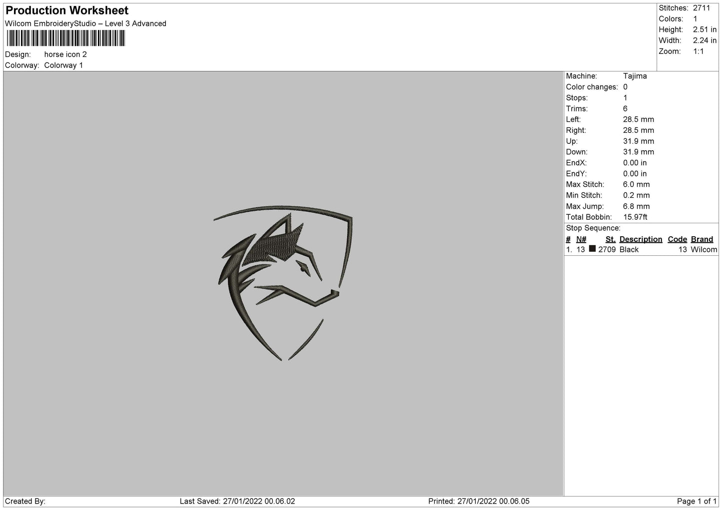 Horse Icon Embroidery File 5 size