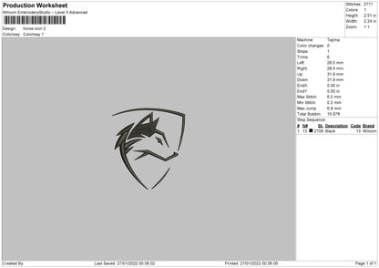 Horse Icon Embroidery File 5 size