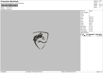Horse Icon Embroidery File 5 size
