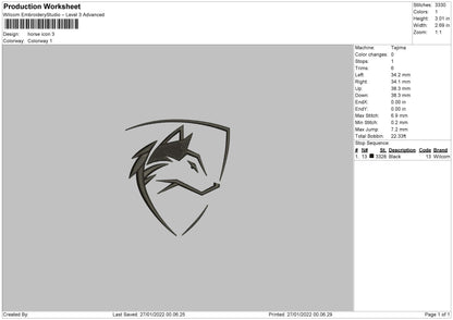 Horse Icon Embroidery File 5 size