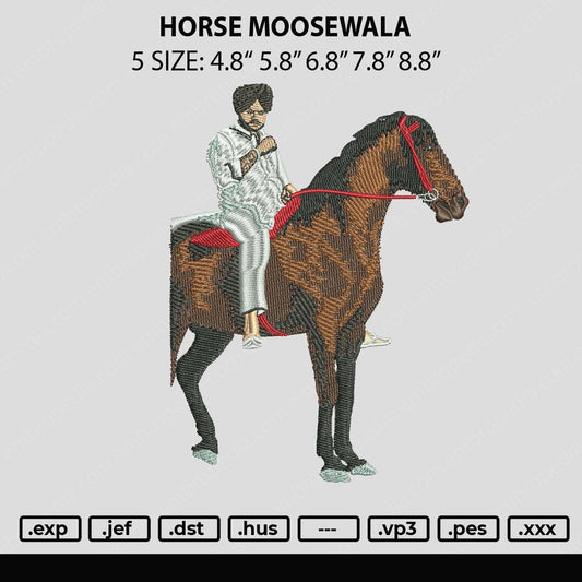 Horse Moosewala Embroidery File 6 sizes