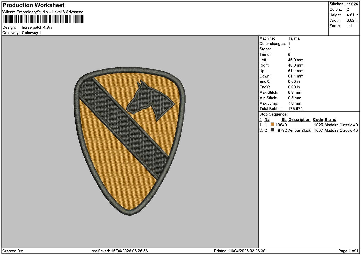 Horse Patch Embroidery File 6 sizes
