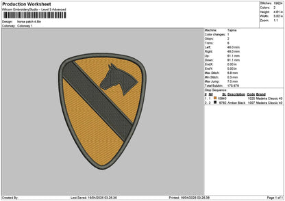 Horse Patch Embroidery File 6 sizes