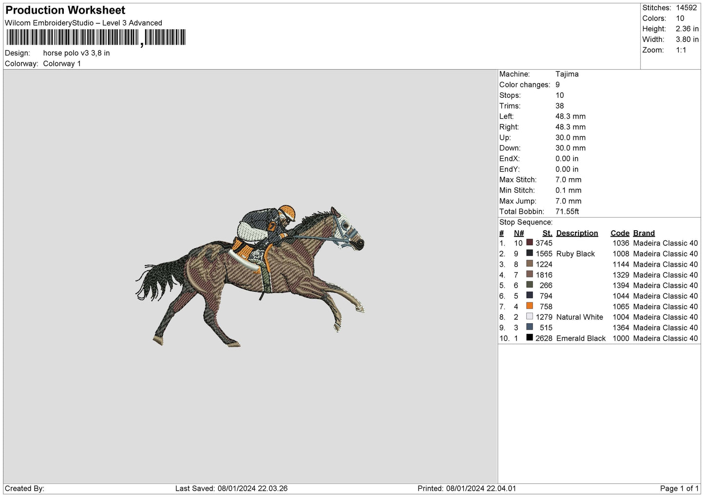 Horse V3 Embroidery File 6 sizes