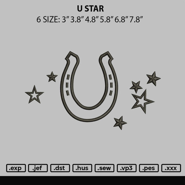 U Star Embroidery File 6 sizes