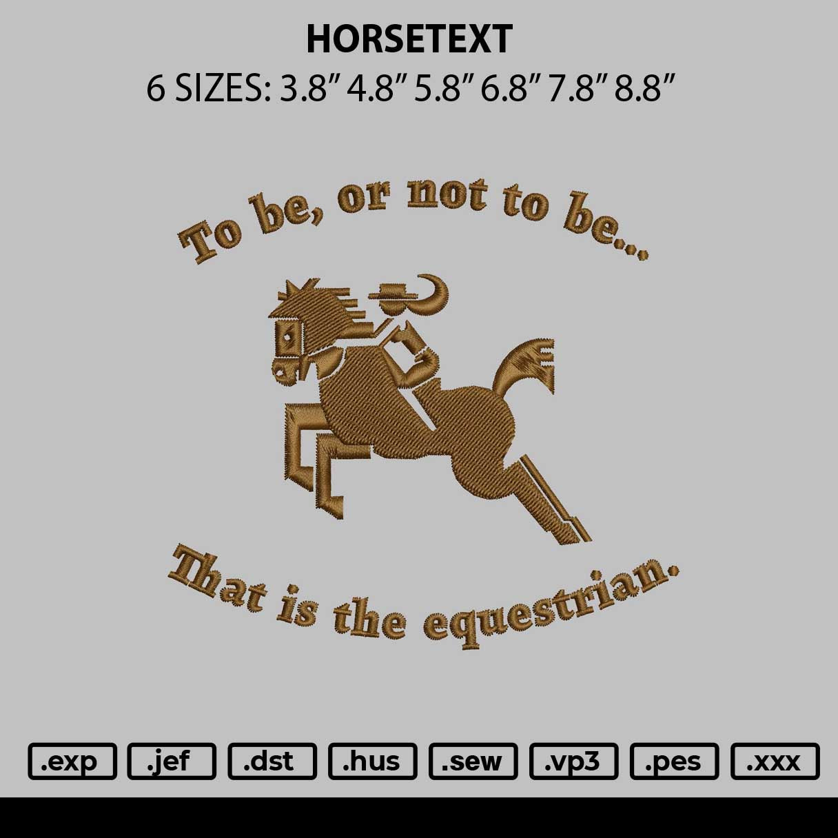 Horsetext Embroidery File 6 sizes