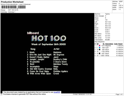 Hot 100 Embroidery File 4 size