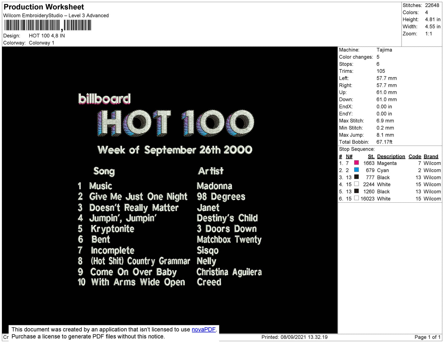 Hot 100 Embroidery File 4 size