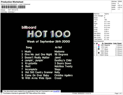 Hot 100 Embroidery File 4 size