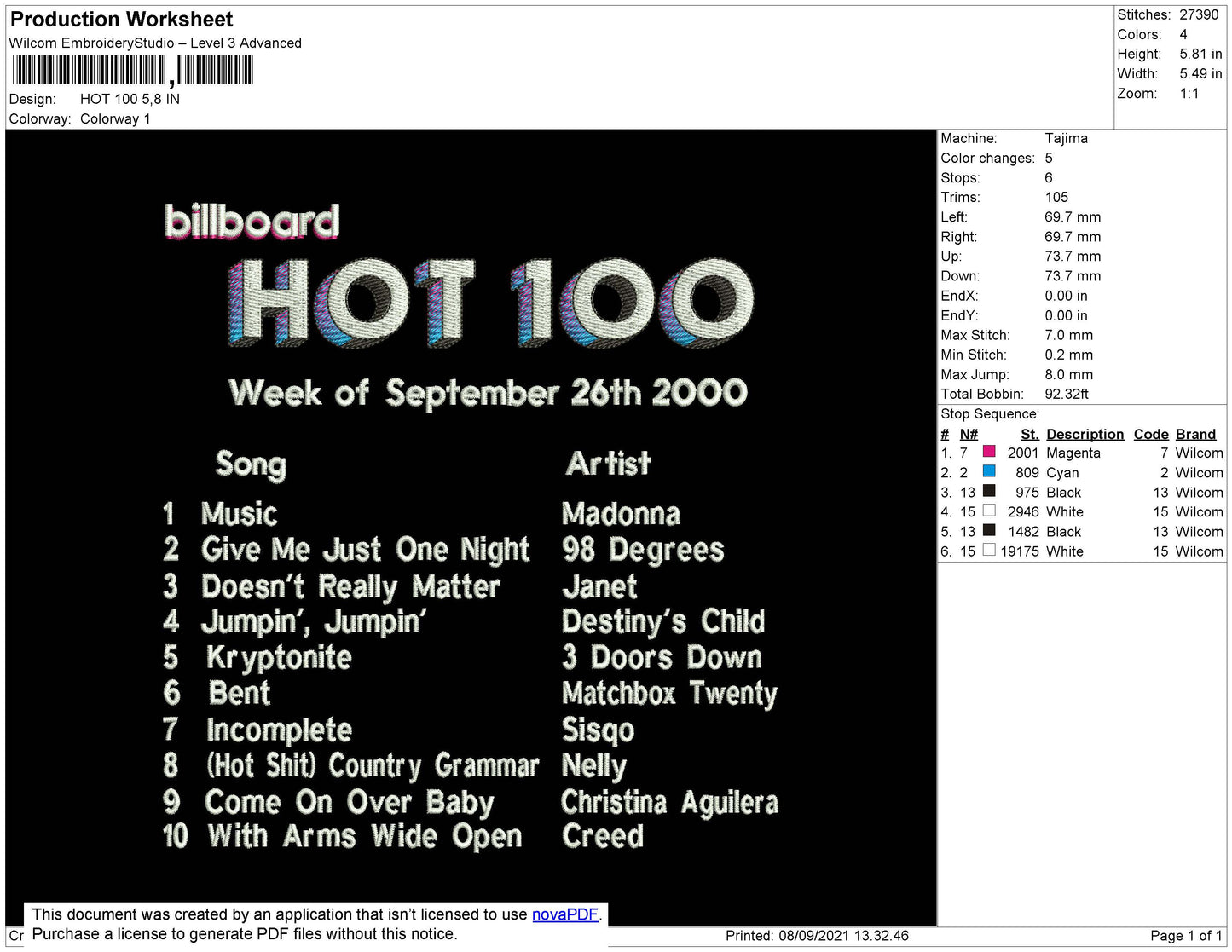 Hot 100 Embroidery File 4 size