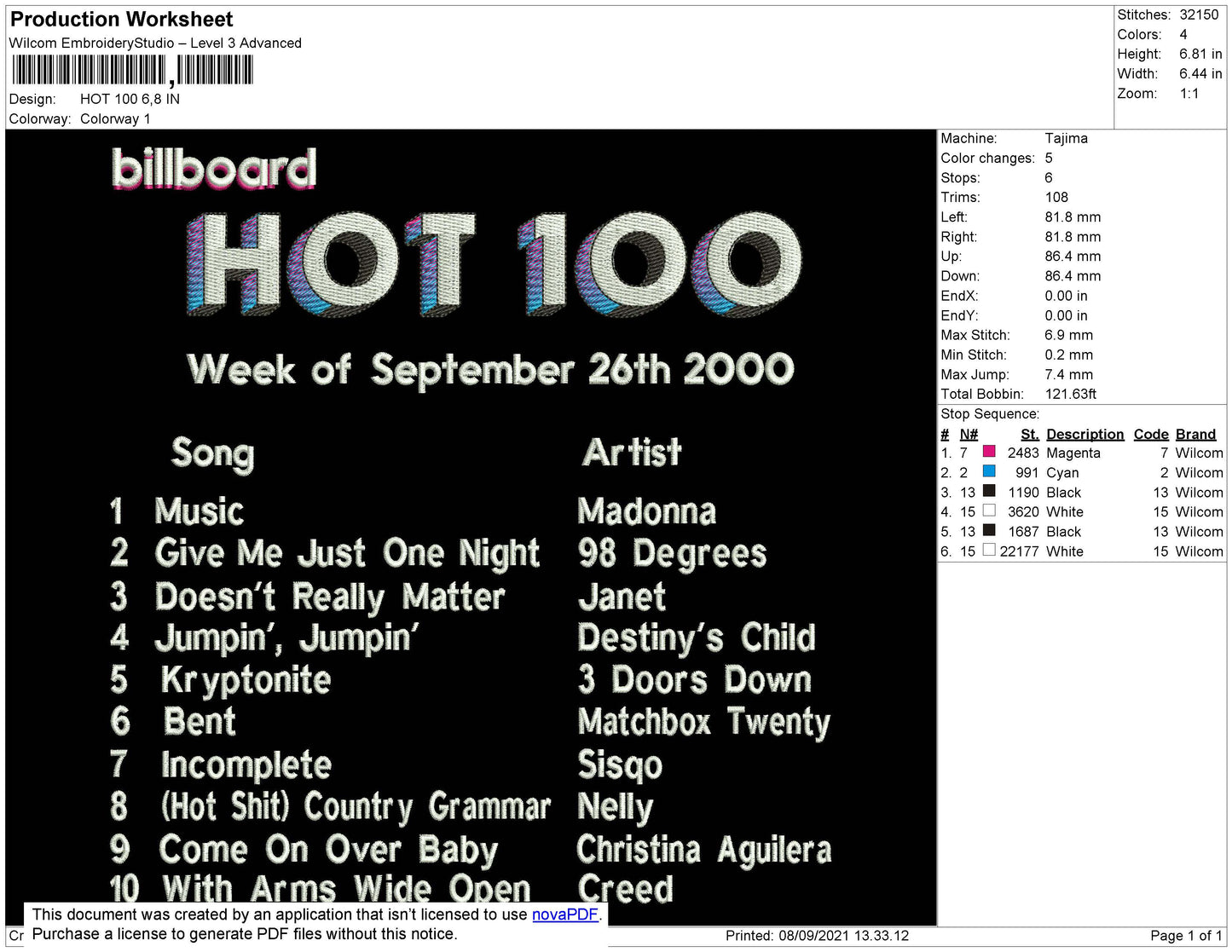 Hot 100 Embroidery File 4 size