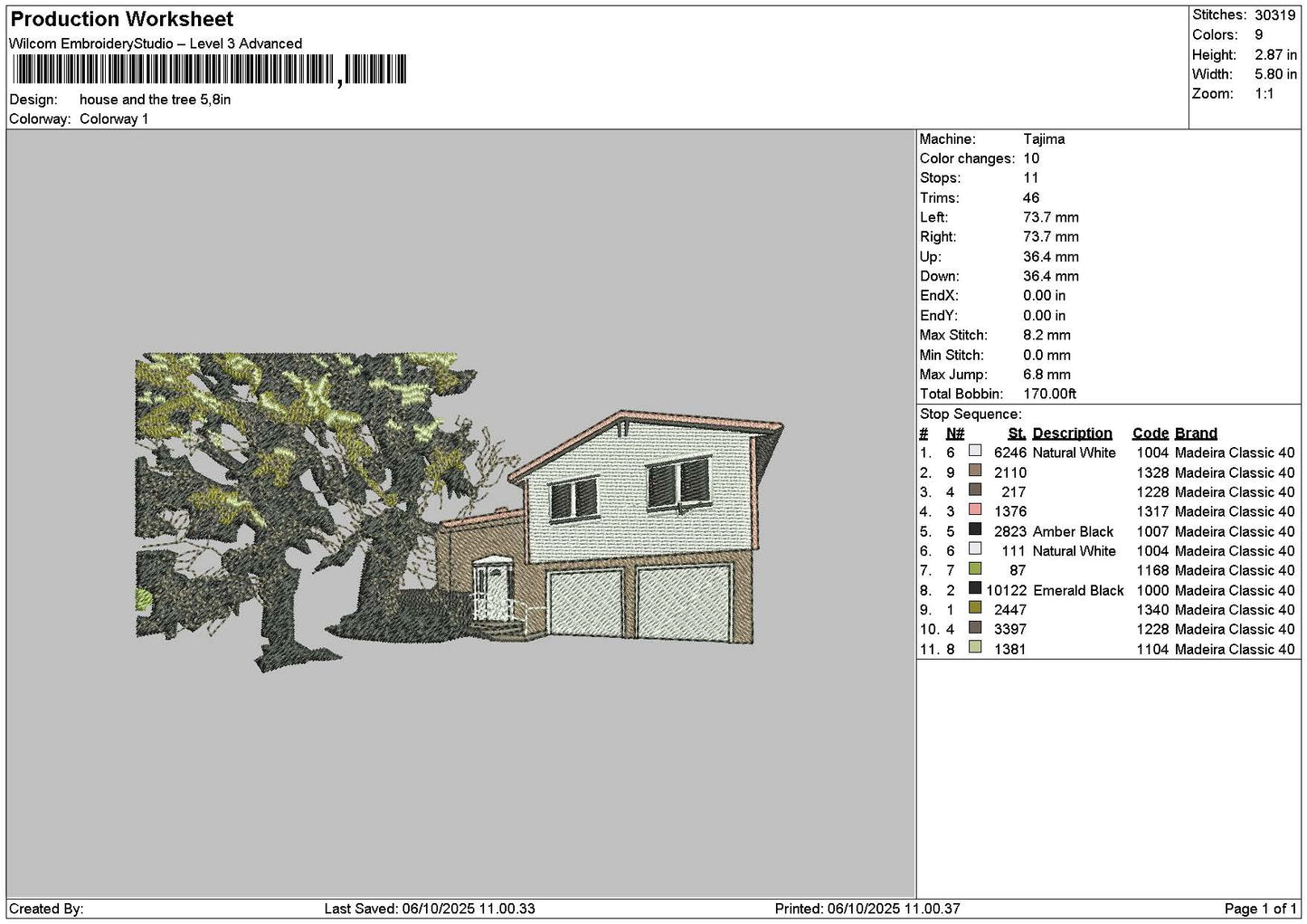 Housetree Embroidery File 6 sizes