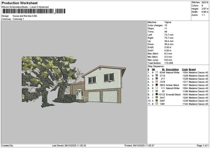 Housetree Embroidery File 6 sizes