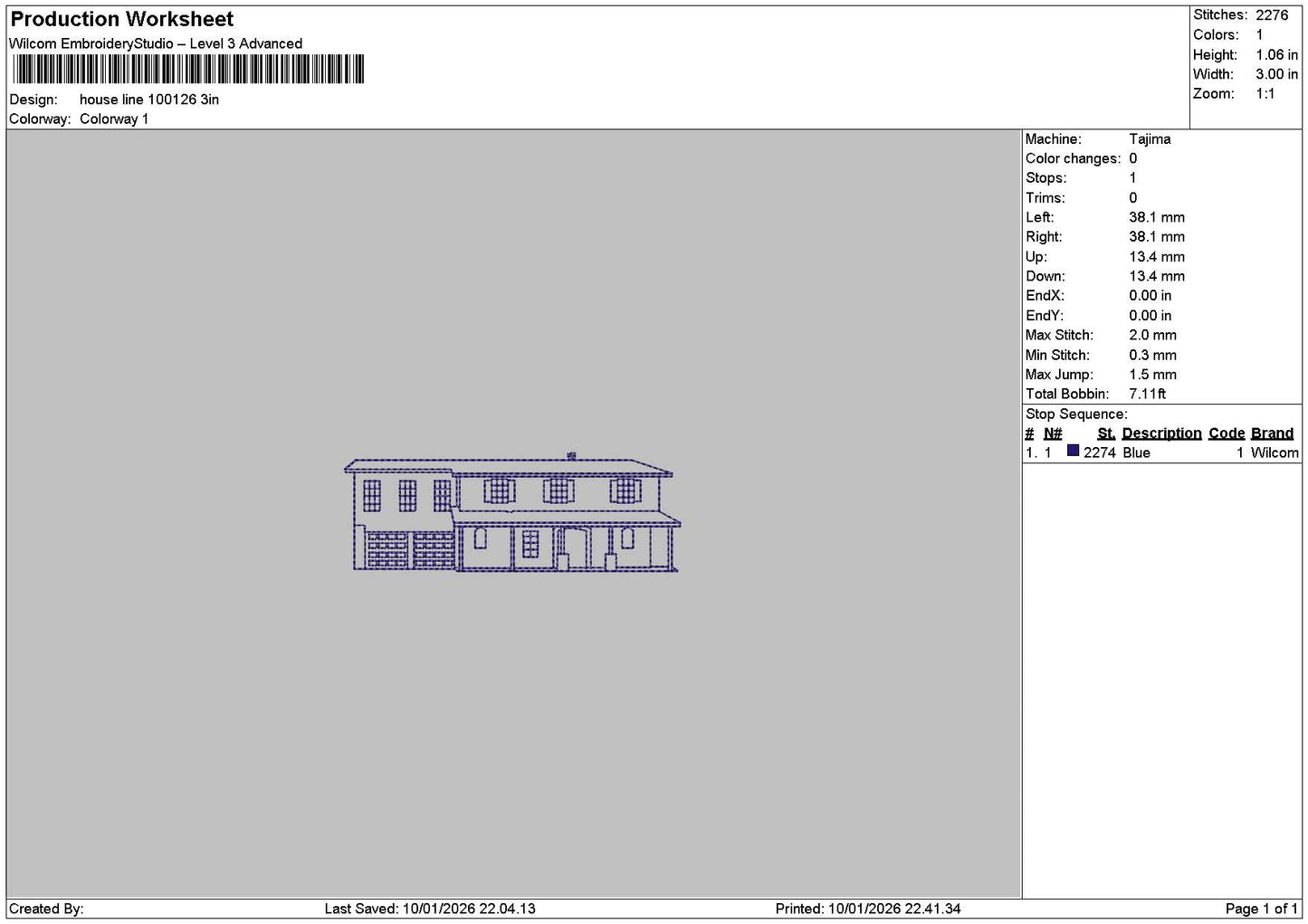 House Line 1001 Embroidery File 6 sizes