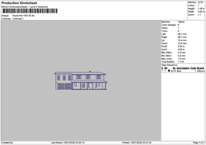 House Line 1001 Embroidery File 6 sizes