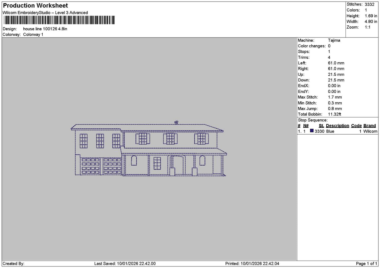 House Line 1001 Embroidery File 6 sizes