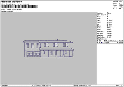 House Line 1001 Embroidery File 6 sizes