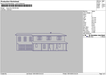 House Line 1001 Embroidery File 6 sizes