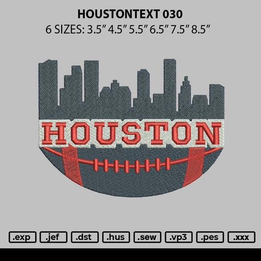 Houstontext 0302 Embroidery File 6 sizes