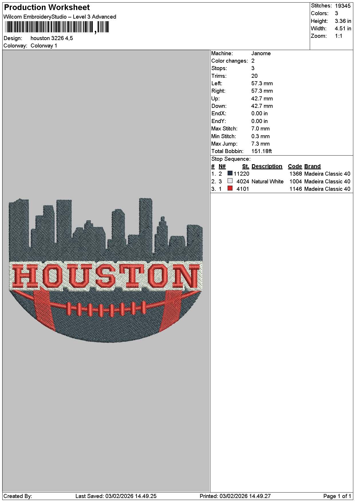 Houstontext 0302 Embroidery File 6 sizes