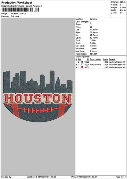 Houstontext 0302 Embroidery File 6 sizes