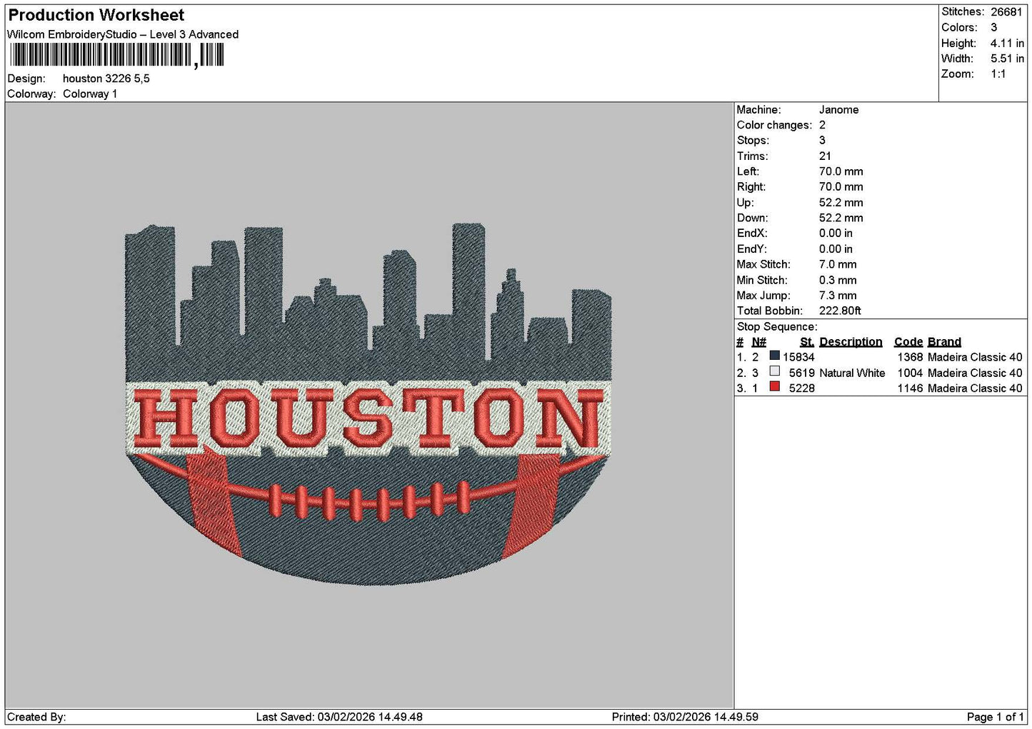 Houstontext 0302 Embroidery File 6 sizes