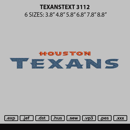 Texanstext 3112 Embroidery File 6 sizes