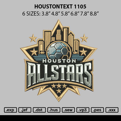 Houstontext 1105 Embroidery File 6 sizes