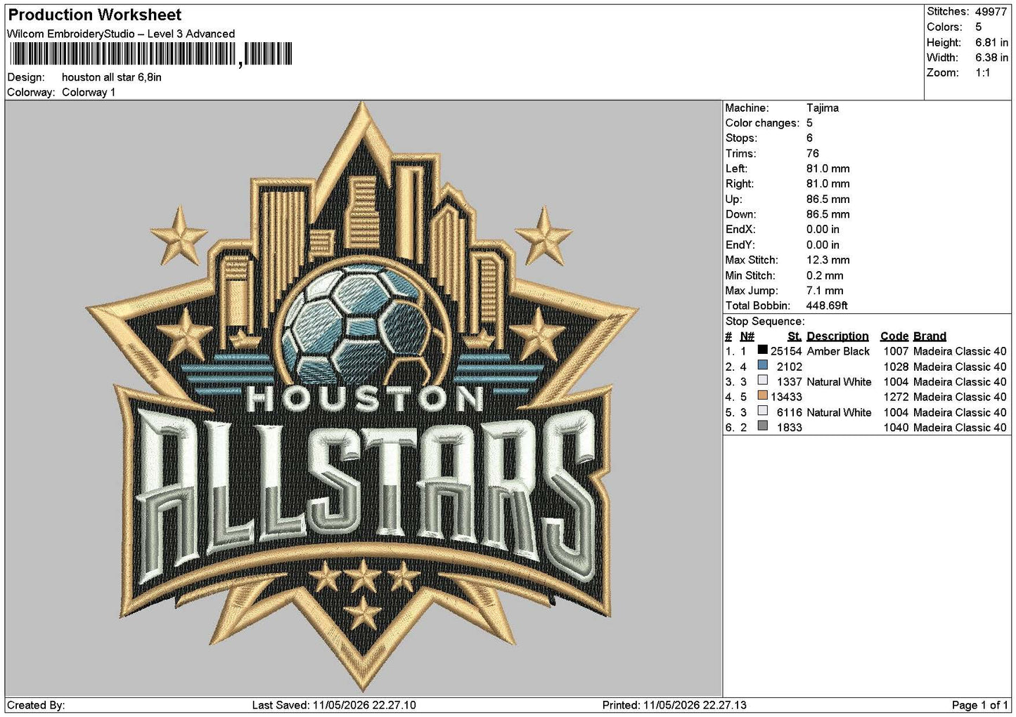 Houstontext 1105 Embroidery File 6 sizes