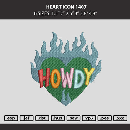 Heart Icon Embroidery Machine Design File 6 sizes