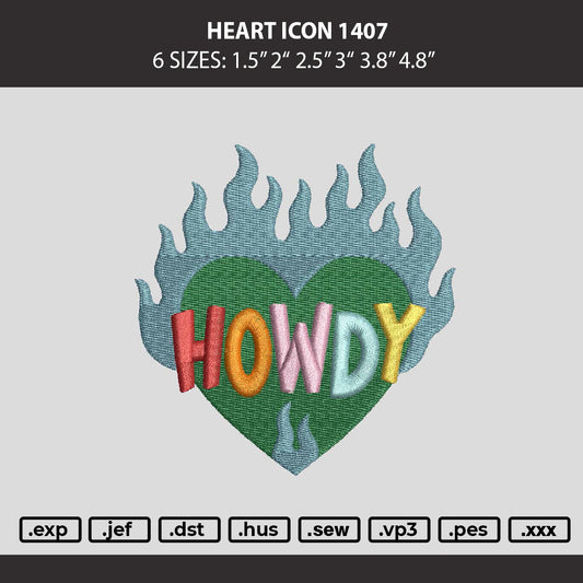 Heart Icon Embroidery Machine Design File 6 sizes