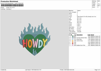 Heart Icon Embroidery Machine Design File 6 sizes